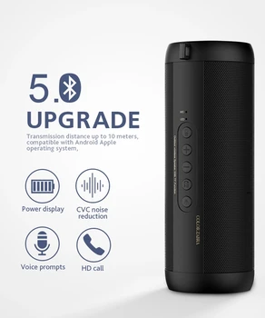 

Original T2 Wireless Bluetooth Speaker Music Speaker Waterproof Portable Outdoor Column Box Loudspeaker Support TF Card FM HIFI