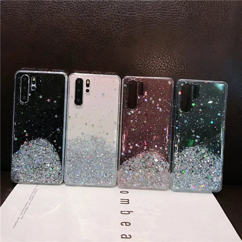 Чехол для Huawei P30 P20 Mate 20 Pro Lite Nova 2s 3i P Smart Plus Блестящий блестящий чехол с серебряной