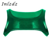 Мужские Блестящие ремни металлик без рукавов плечо обхватывающие грудь ремни мышцы Клубное сексуальное женское белье Экзотические половина танка лучшие костюмы