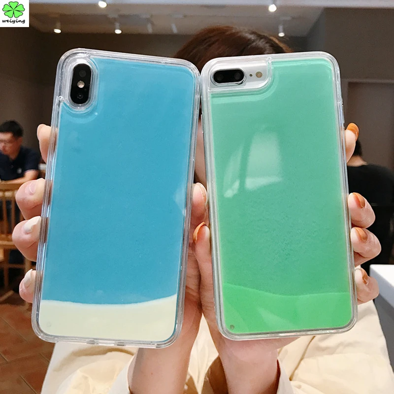 Светящийся неоновый песочный чехол для samsung Galaxy S10 plus lite S9 Note 8 светится в темноте