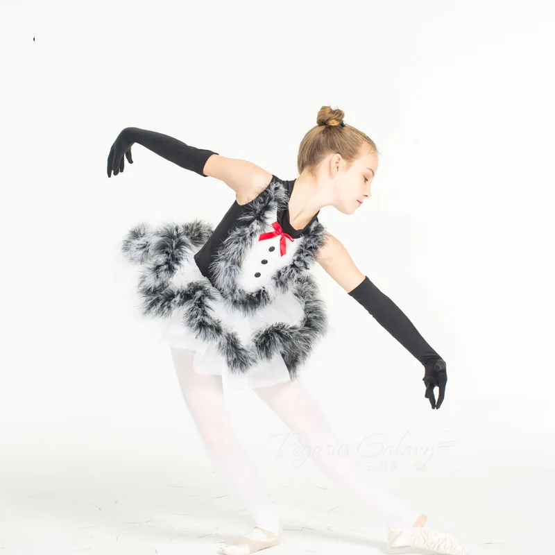Black Feather Ballet Dress For Girls Pancake Ballet Tutu Leotard Children Ballet Dance Costume Women Dance Clothes For Ballet