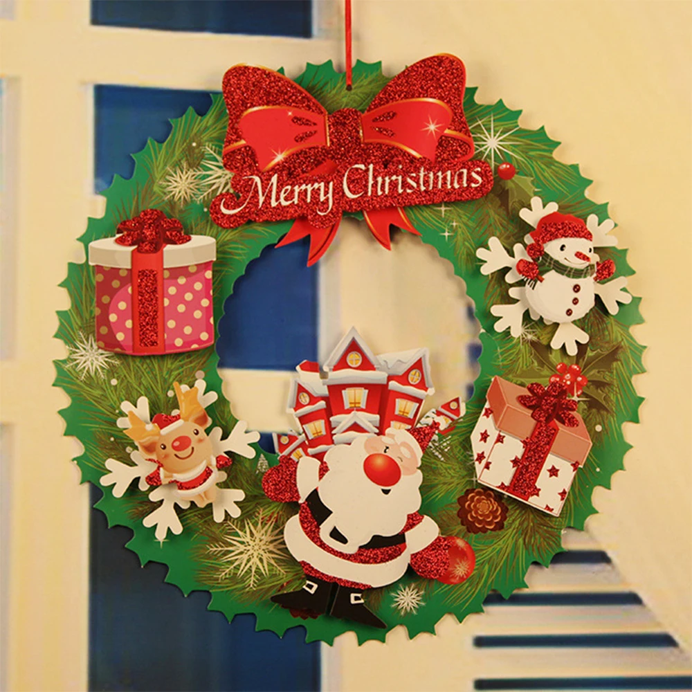 Рождественское украшение для дома бумажный Венок Дверь орнамент гирлянда украшение Рождественская елка Xmas DIY Новогоднее украшение