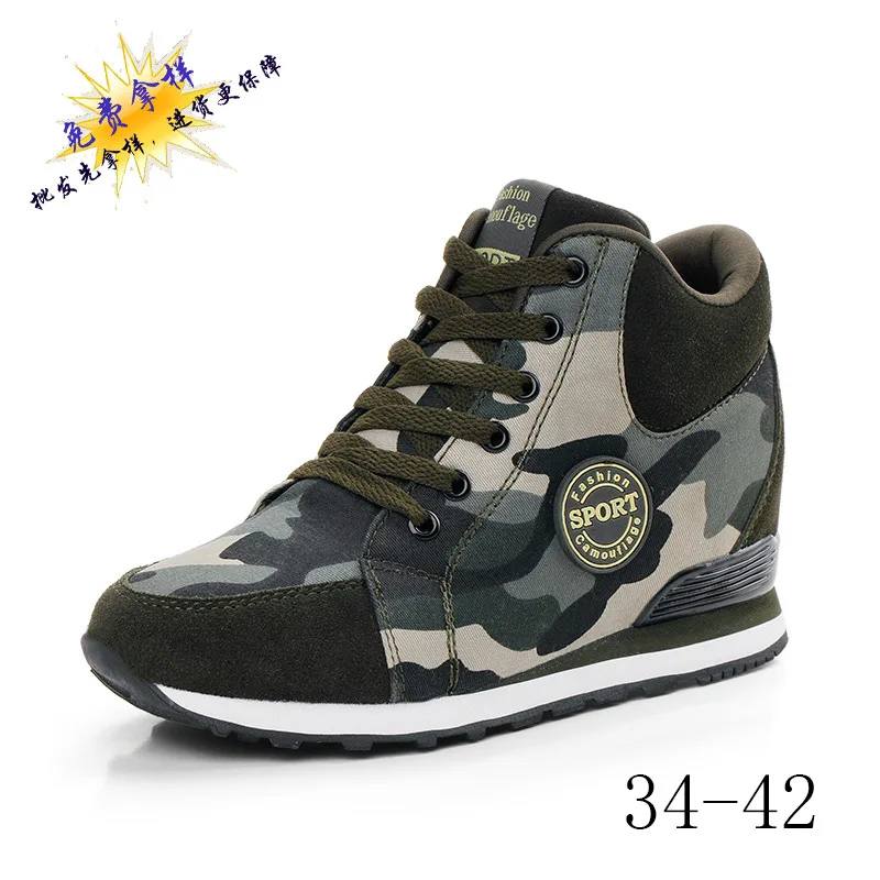 

Autumn Canvas Camouflage Elevator 6.5 Centimeters Sports WOMEN'S Shoes Students jun xun xie Shoes Foreign Trade Large Size 703