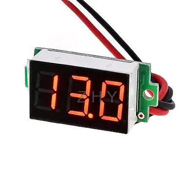 DC 0-30V светодиодная цифровая панель 2 Клеммы проводов Вольтметр дисплей
