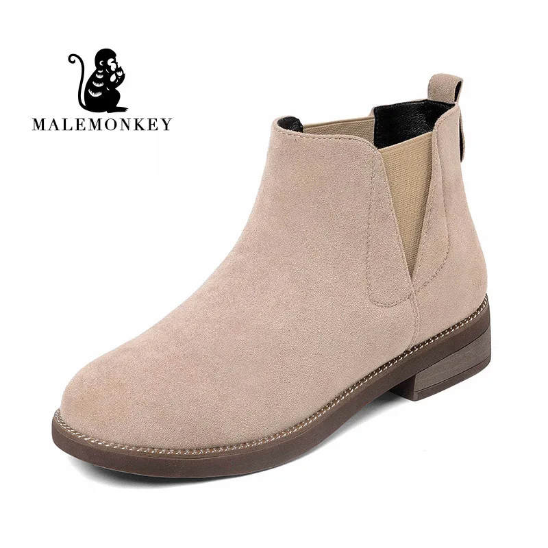 

Chelsea Boots Women Ankle Suede Low Heel Comfortable Boot Brand Lady Shoes Slip On Handmade 2019