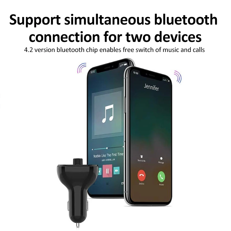 Универсальное bluetooth автомобильное зарядное устройство для huawei, два порта, fm Музыка, usb, быстрая зарядка, телефон, портативный, быстрая зарядка