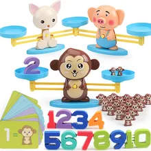 Jouet éducatif de maths Montessori, équilibre entre personnages et chiffres, jeu de société, jouets d'apprentissage, échelle balance équilibrage en numéro numérique et animaux singe pingouin, apprentissage pour enfants,