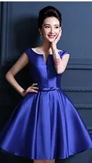 royalblue Ever Pretty Плюс Размер красное домашнее платье с v-образным вырезом из сатина А-силуэта с v-образным вырезом Vestido Graduacion Corto Mujer - Цвет: royalblue