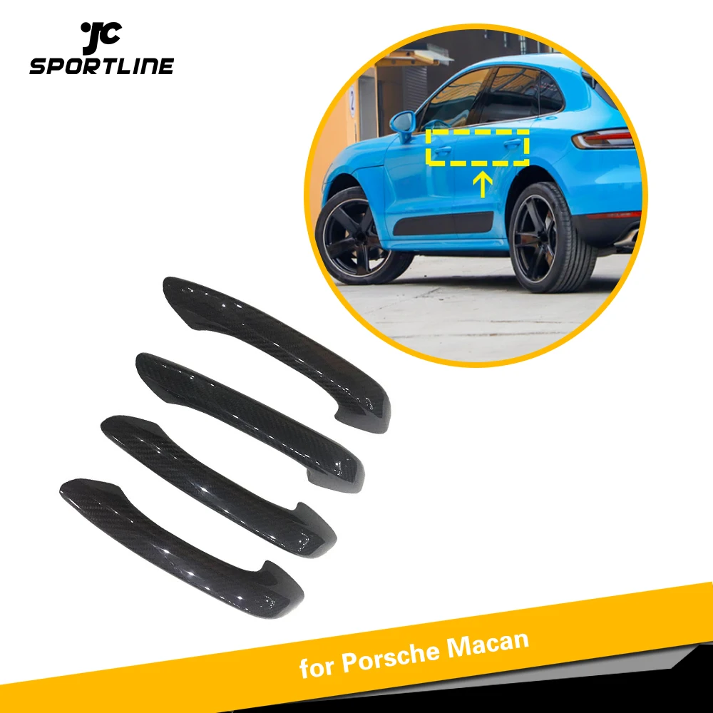 

For Porsche Macan 95B 2018- 2019 Real Carbon Fiber Car Door Handle Cover Trim Without Smart Key LHD