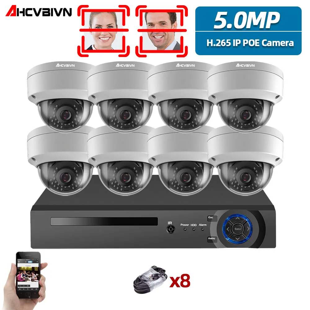 

Dome CCTV Security System 8CH 5MP POE NVR Kit 5MP SONY IMX335 Face Recognition Outdoor POE Audio IP Camera Surveillance Set