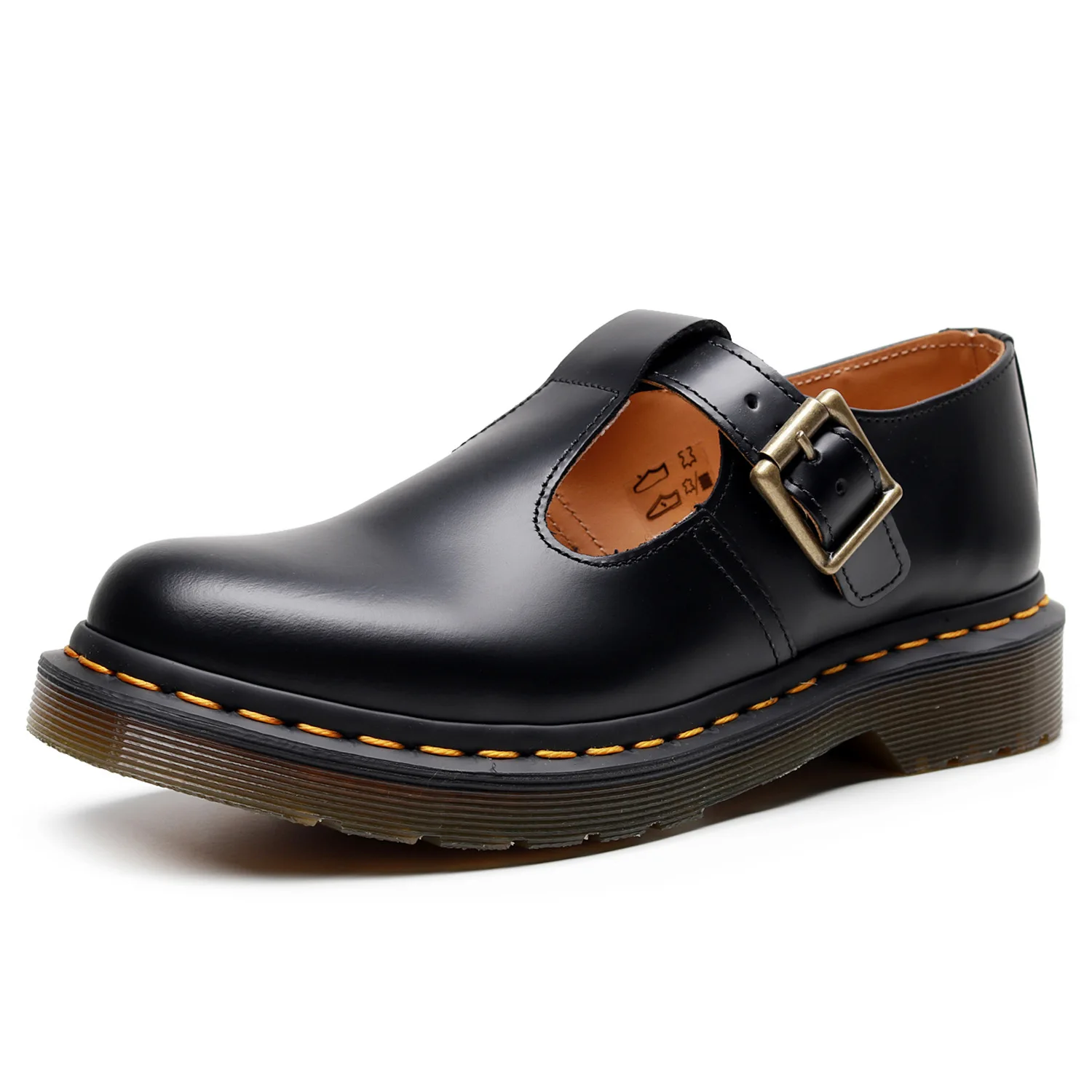 

T-Strap Mary Jane Shoes Genuine Leather Low Top Martin Shoes Women's British-Style Fashion Students Casual DML Sole