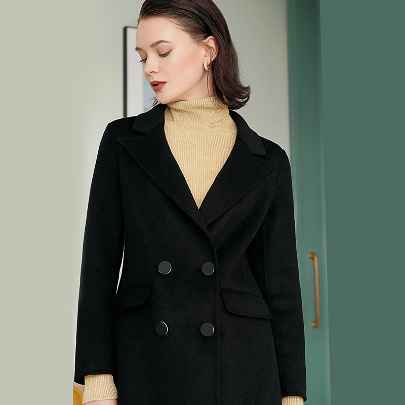 Autumn Winter Fashion Women Sweater Coats Long Sleeve Double-breasted Turn Down Neck Woolen Blazers Office Coats Z2988