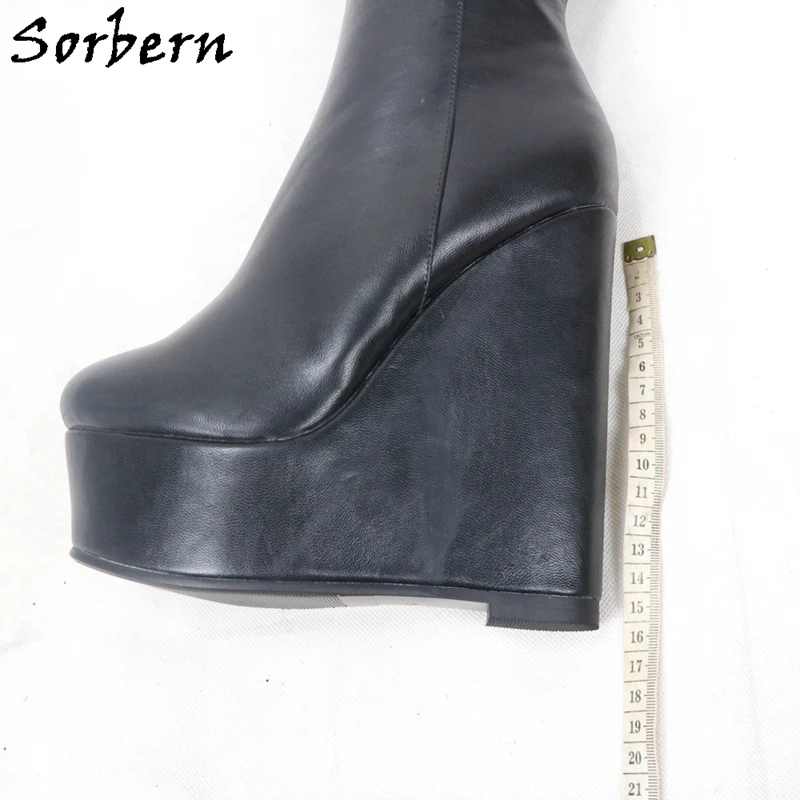 Sorbern Extreme Slim 90Cm Long Boots Cute Round Toe High Heel Stilettos Streched Burlesque Boot