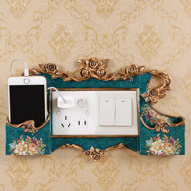 

European pastoral switch stickers double wall stickers American home wall decoration multi-function mobile phone charging bracke