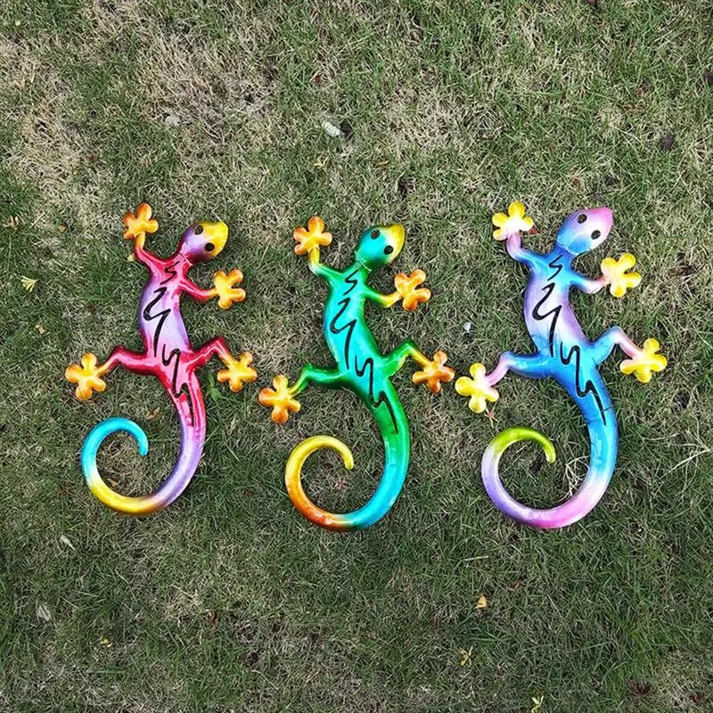 Metal Gecko Wall Art Decoration Wrought Iron Hollow Metal Lizard Wall