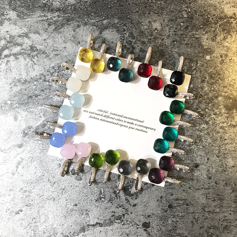 

16 colors fashion famous brand italy jewelry pome design candy earrings for women fashion glass crystal NUDO earrings stud