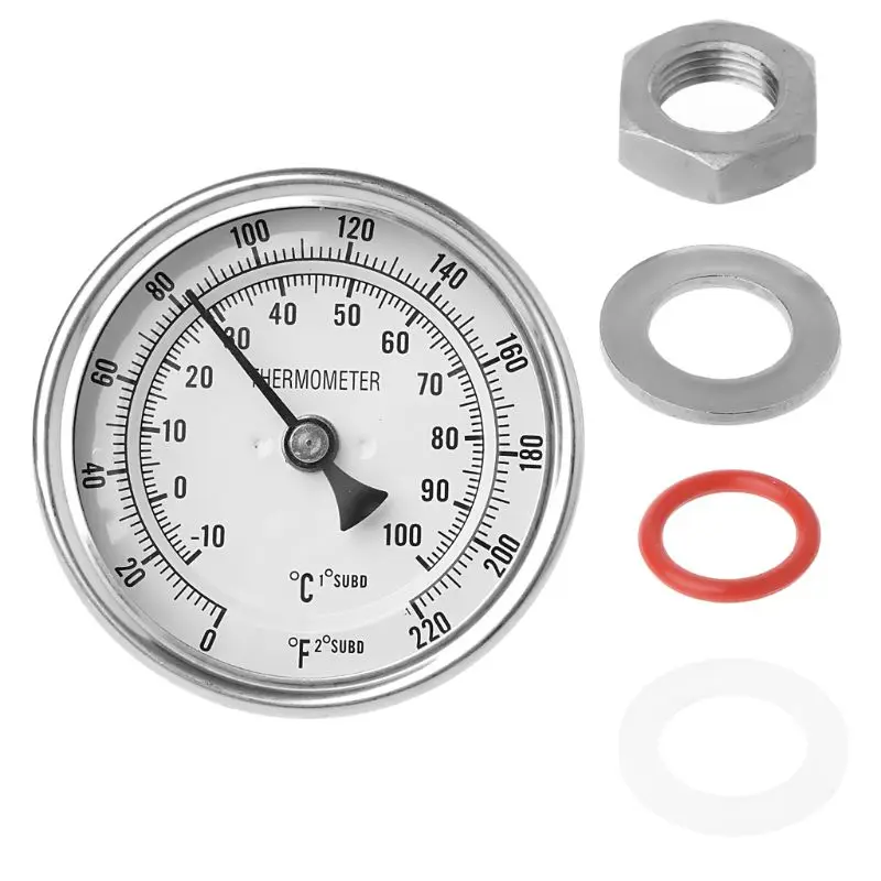 

3" Dial Analog homebrew thermometer Kit 2" Probe 0 - 220 Degrees Homebrew beer Kettle wine with nuts o-ring washer A69D