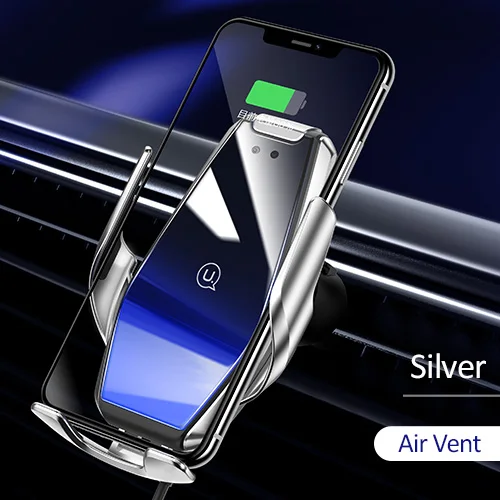 USAMS Qi Беспроводное Автомобильное зарядное устройство Автоматическая Инфракрасная индукция 10 Вт Автомобильный держатель для телефона быстрая Беспроводная зарядка для iPhone samsung - Цвет: Silver for Airvent