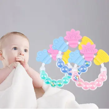 

Baby Rattle Teether Cartoon Bell Teeth Molar Baby Silicone Molar Stick Baby Teether Bell Toys Silicone Shake Sound Rattle