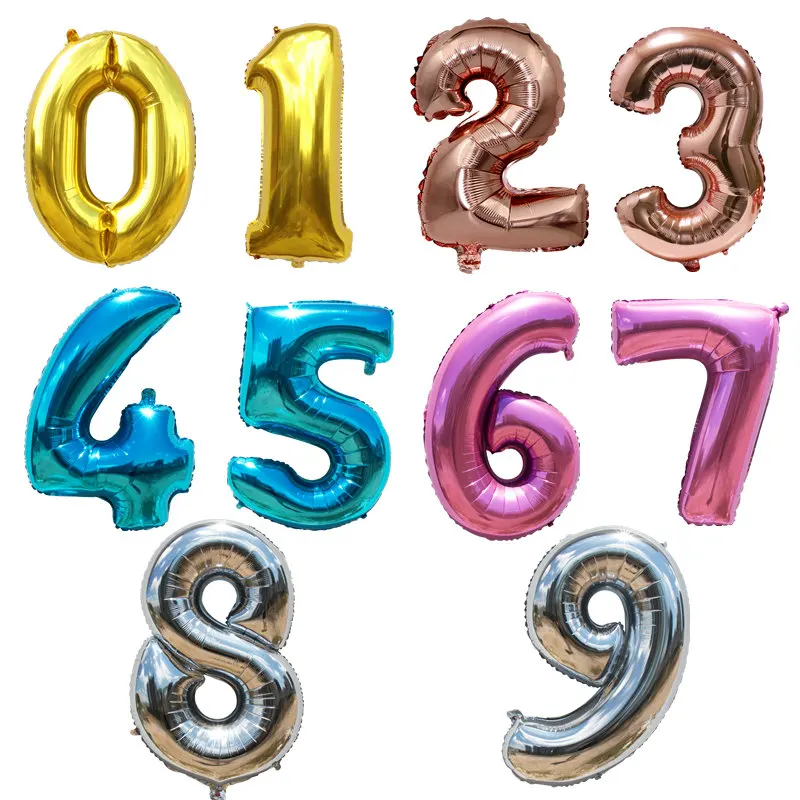 32/40 дюйма розовые золотые шары из фольги в виде цифр Большие Гелиевые Шары