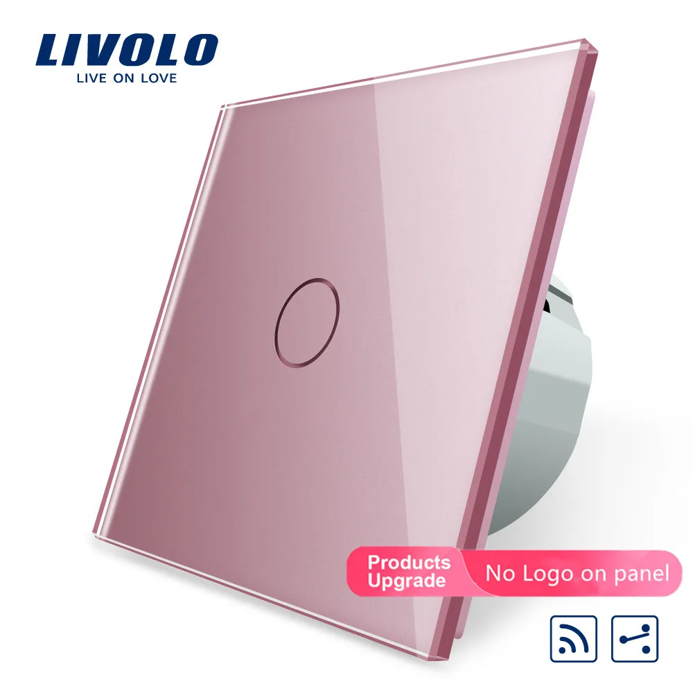 Pink-No logo Livolo/Стандартный Беспроводной переключатель 1Gang 2 Way, AC 220~ 250 V, с пультом дистанционного управления Функция, C701SR-1/2/3/5, без пульта дистанционного управления, без логотипа - Цвет: Pink-No logo