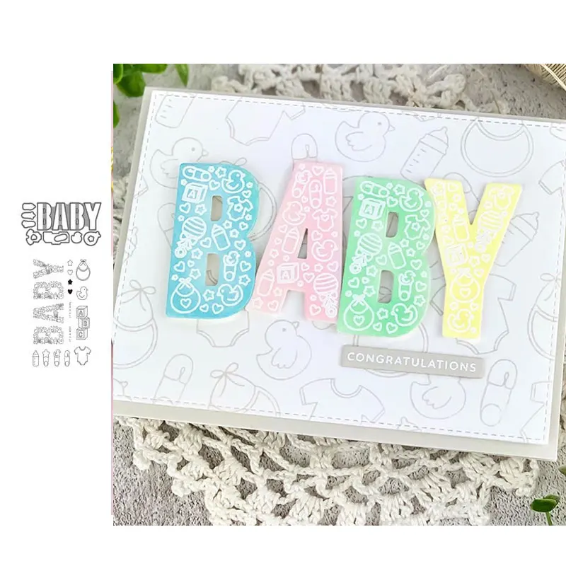 JC буквы BABY резиновых штампов и металлический Трафаретный вырубной штамп
