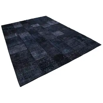 

254x351 Cm Black Handmade Patchwork Rug-8x11 Ft