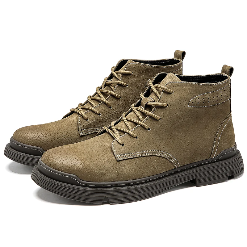 SK-H15772-Khaki fur SKINDEEP/; Модные Кожаные Ботинки martin; Уличная обувь на шнуровке для мужчин - Цвет: SK-H15772-Khaki fur