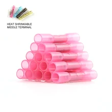 

10/30/50PCS AWG 22-16 Electrical Heat Shrink Butt Crimp Terminals Red Waterproof Fully Insulated Seal Wire Connectors Assortment