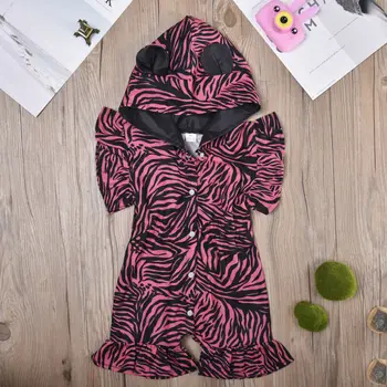 

Newborn Infant Baby Girls Zebra Print Hooded Romper Jumpsuit Clothes Outfits