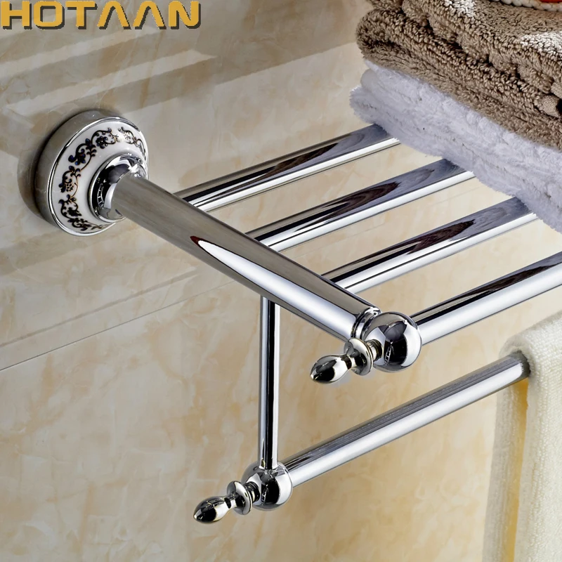 Stainless Steel Wall Mounted Chrome Plated Bath Towel Rack Active Bathroom Towel Holder Double Towel Shelf Bathroom Accessories