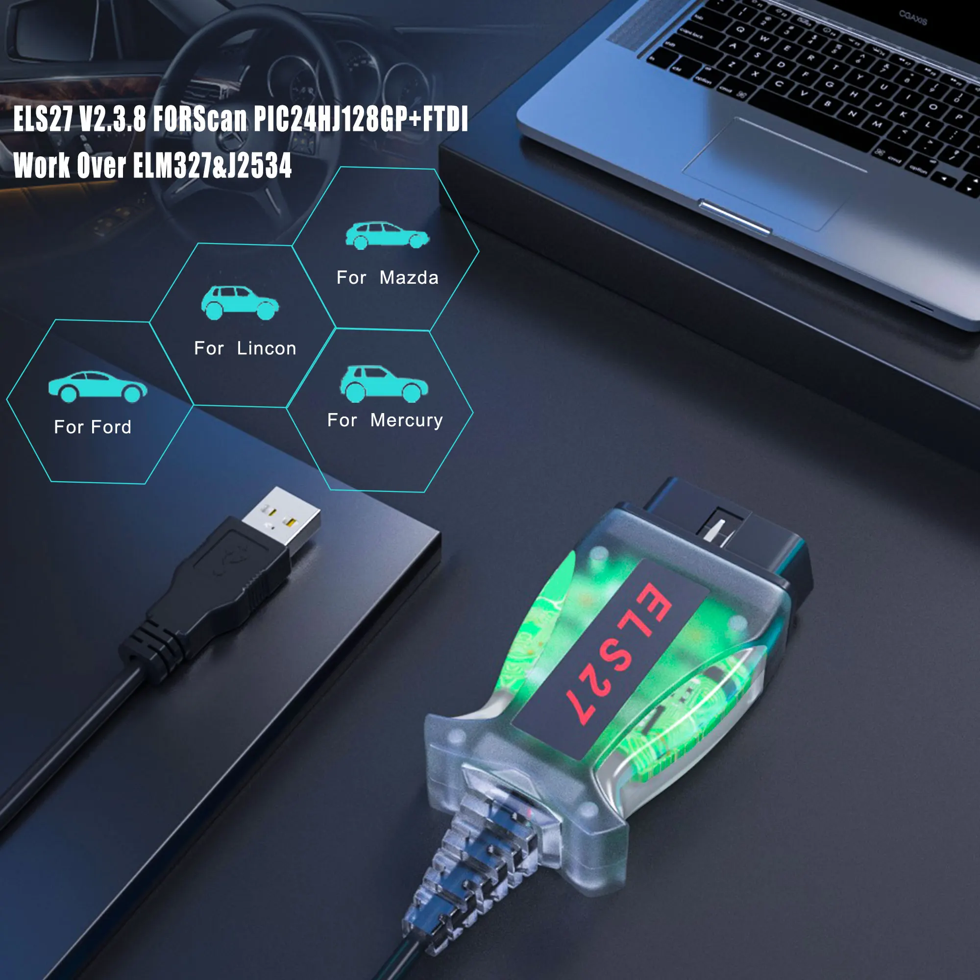 OBD2 ELS27 FORScan PIC24HJ128GP + FTDI микрочип диагностический инструмент для Mazda/Lincoln/Mercury