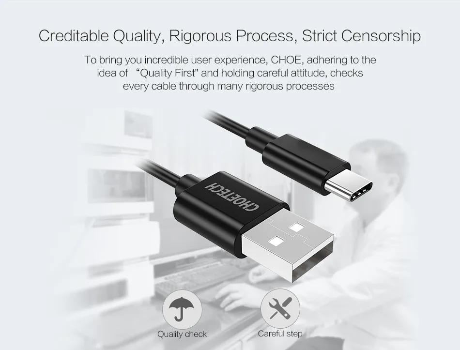 CHOETECH 10 шт. 1 м type C USB кабель для быстрой зарядки данных type-C кабель для Xiaomi Mi5 для samsung S8 для Nexus 5X USB-C кабель для телефона