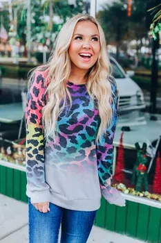 

Graphic t shirts 2020 New Color Leopard Long Sleeve Women Clothes Casual Tops O-Neck shirts for women Long Sleeve Top Autumn Tee
