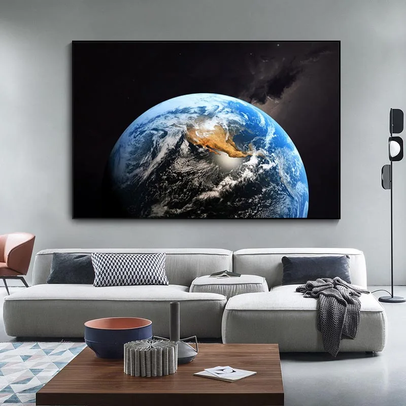 Astronaut Canvas Planet Earth space Decor Art Wall Modern Home Prints 