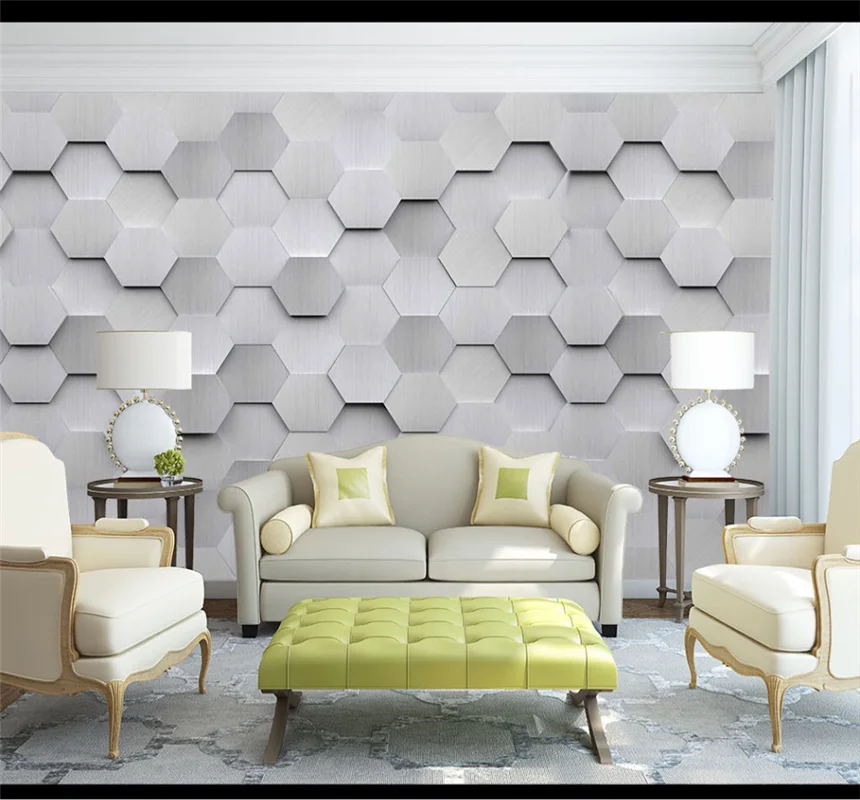 

xuesu 3D hexagonal abstract geometry living room and bedroom interior decorative wallpaper custom 8D waterproof wall cloth