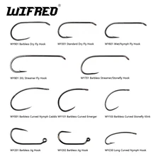 Wifreo 100pcs/Pack Barbless Fly Tying Hooks Nymph Dry Streamer Wet Caddis Fly Hooks Trout Fly Tying Material Fly Fishing Hooks