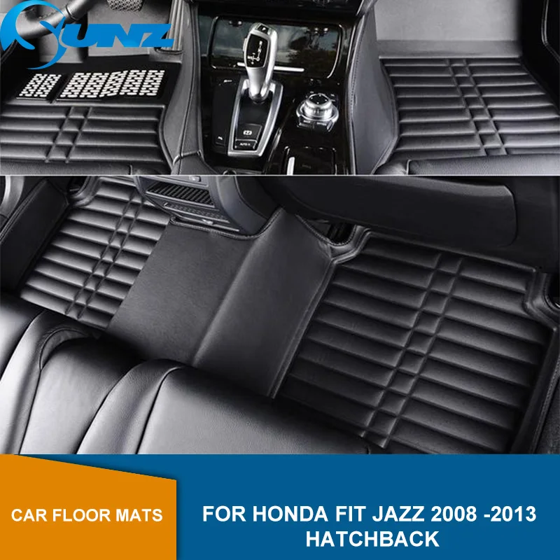 

Leather Car floor mats For HONDA FIT JAZZ 2008 2009 2010 2011 2012 2013 HATCHBACK automobile carpet cover SUNZ