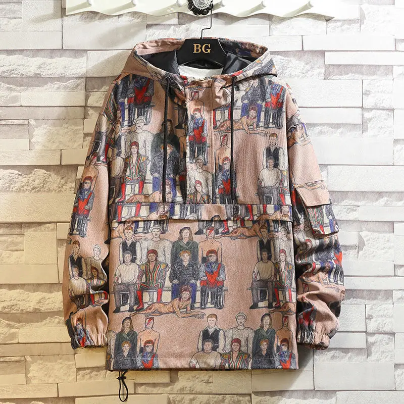 2021 Zipper Pullover Jacket Men's Loose Korean Spring and Autumn Hip Hop Cool Fashion Jacket Streetwear Sweatshirts Man Hoodies