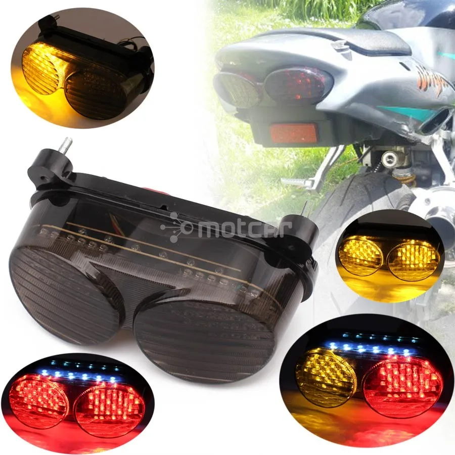 Smoked Lens Motorcycle Led Taillights Brake Rear Light with Integrated Turn Signal Lamp Indicators For Kawasaki 98-02 Ninja ZX-6R 98-02 Ninja ZX-9R/ZR7 05-07 Ninja ZZR600 