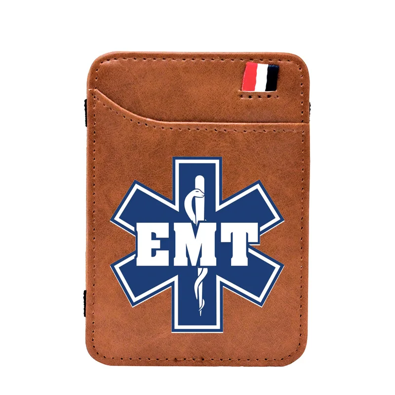 Digital Printing EMT Star of Life Leather Magic Wallets Emergency Medical Technicians Money Clips Card Purse Thin Cash Holder | Багаж и