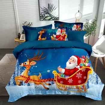 

Newly 3pcs/2pcs Christmas 3D Digital Printing Quilt Cover and Pillowcase Soft Warm Breathable Bedding Set TE889