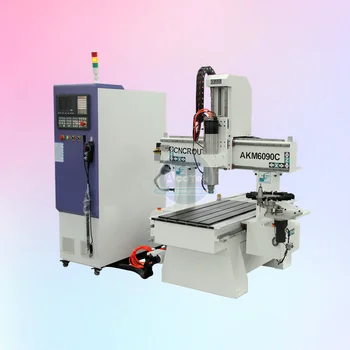Kaufen Fabrik Preis Mini 6090 4 Achse Karussell ATC Cnc Router Maschine 4 Stücke Werkzeuge Karussell Zeitschriften