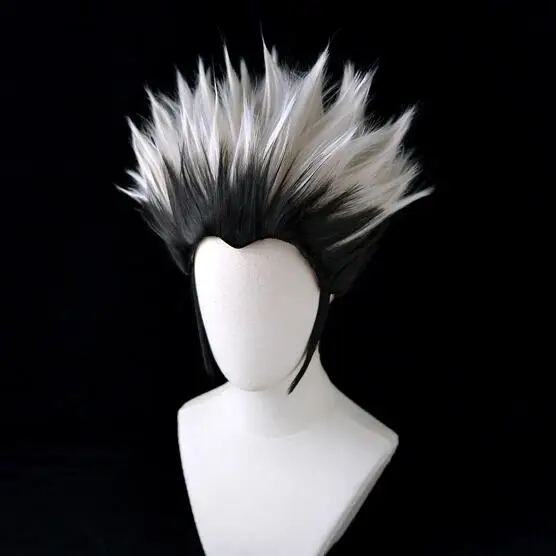 

Аниме Haikyuu! Парик для косплея Kotaru Bokuto, серебристый, смешанный, черный, термостойкий