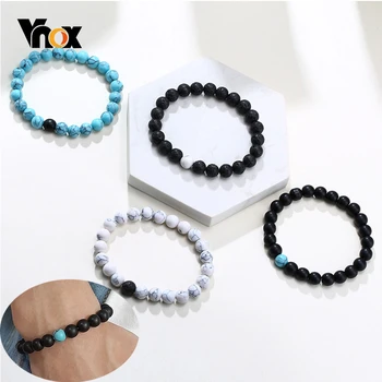 

Vnox Casual 8 mm Beads Chain Bracelets for Men Women Special Birthday BFF Friendship Gifts Unisex Elastic Jewelry