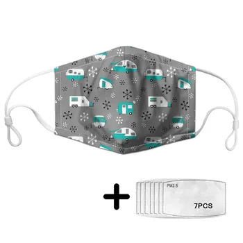 

Happy Campers Pattern Women Winter Mask Causal Ladies Face Mask Mouth with PM2.5 Filter Kids Reusable Mask Dustproof Cubreboca