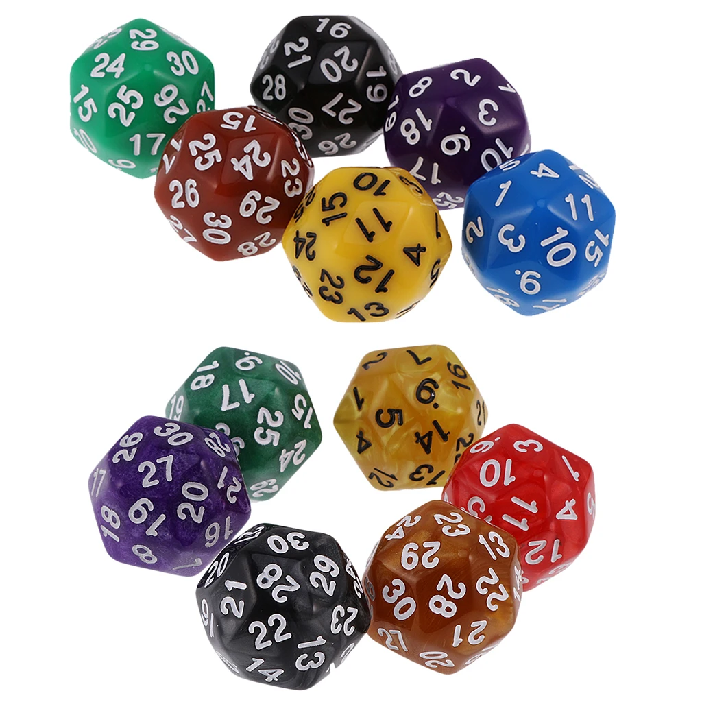 MagiDeal 6pcs 24 /30 Sided Dice D24 D30 Dices for D&D TRPG Family Party Board Game Toys MagiDeal 6pcs 24 /30 Sided Dice D24 D30 Dices for D&D TRPG Family Party Board Game Toys