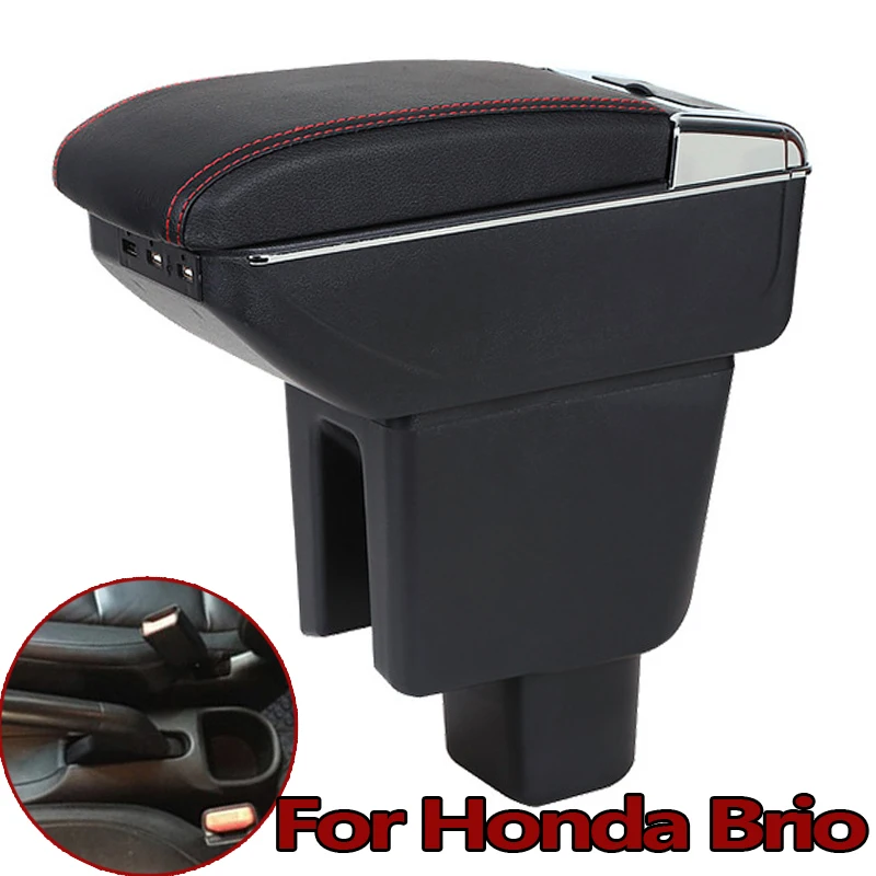 Для Honda Brio, аксессуары, автомобильный подлокотник, кожаный подлокотник, коробка для хранения, автомобильный стиль, центральная консоль, интерьер автомобиля-18