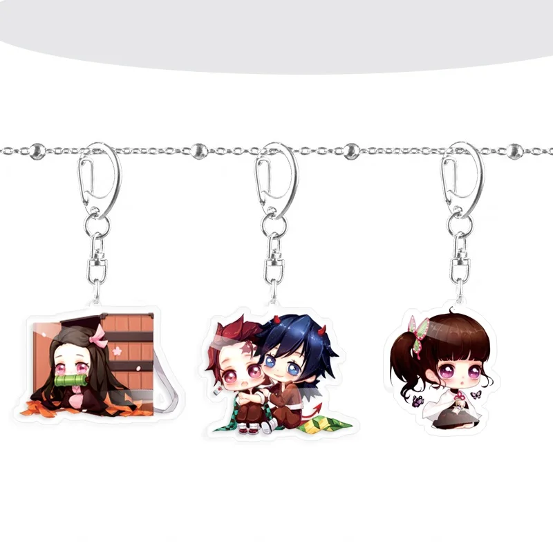 

Acrylic Portrait Key Chain Keyring Demon Slayer Ghost Blade Kamado Tanjirou Inoskue Bag Accessories Fan Collection jh539