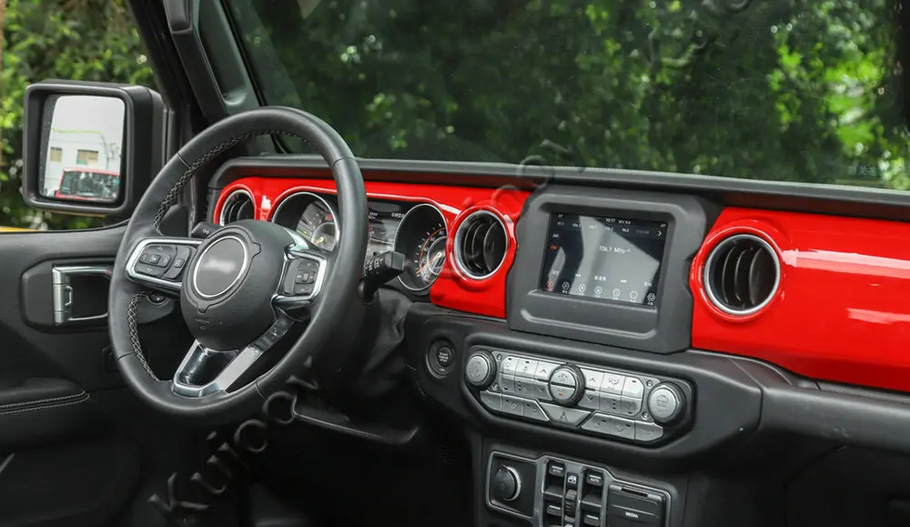 Накладки для салона Jeep Wrangler JL Up центральная консоль декоративная панель Декор покрытие для автомобиля красный